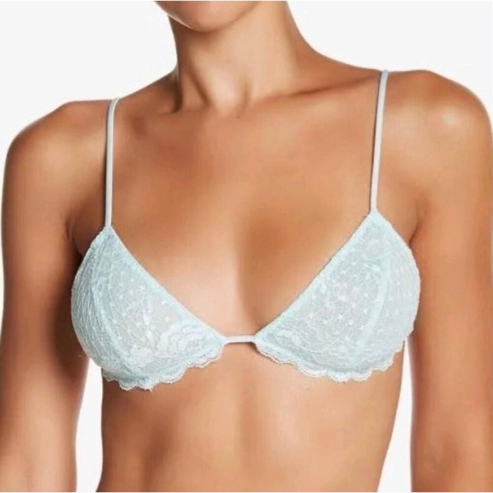 Free People Intimately Ice Fog Lace Essential Triangle Bralette NWT Small Mint